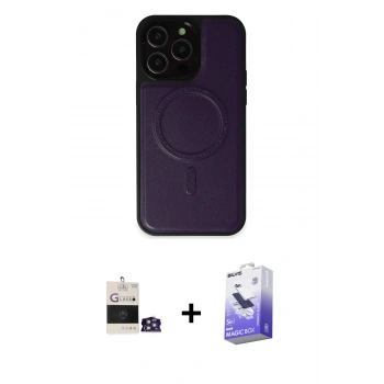 MARSİLYAN™- iPhone 14 Pro Max Kılıf Zirve Işık Serisi - Siyah Bilvis 5in1 5D Magic Hayalet Cam Ekran Koruyucu + Bilvis Titan Kamera Lens - GS