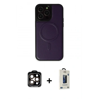 MARSİLYAN™- iPhone 14 Pro Max Kılıf Zirve Işık Serisi - Siyah Bilvis Hayalet Cam Ekran Koruyucu + PVD Metal Kamera Lens - TU