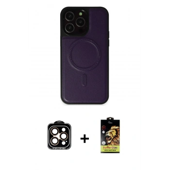MARSİLYAN™- iPhone 14 Pro Max Kılıf Zirve Işık Serisi - Siyah Buffer Cam Ekran Koruyucu + PVD Metal Kamera Lens - TU