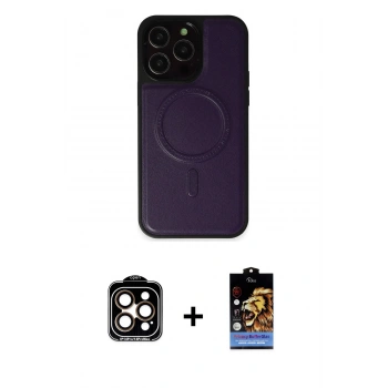 MARSİLYAN™- iPhone 14 Pro Max Kılıf Zirve Işık Serisi - Siyah Buffer Hayalet Cam Ekran Koruyucu + PVD Metal Kamera Lens - TU