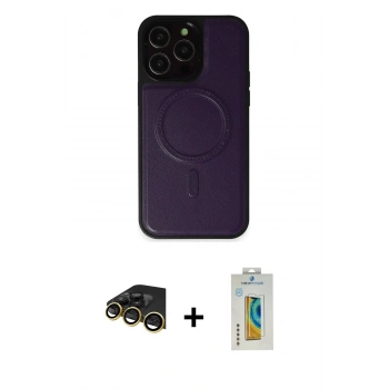 MARSİLYAN™- iPhone 14 Pro Max Kılıf Zirve Işık Serisi - Siyah Polymer Nano Ekran Koruyucu + Raze Metal Kamera Lens - GD