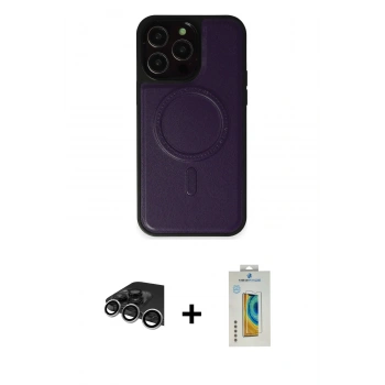 MARSİLYAN™- iPhone 14 Pro Max Kılıf Zirve Işık Serisi - Siyah Polymer Nano Ekran Koruyucu + Raze Metal Kamera Lens - GS