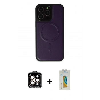 MARSİLYAN™- iPhone 14 Pro Max Kılıf Zirve Işık Serisi - Siyah Polymer Nano Ekran Koruyucu + PVD Metal Kamera Lens - TU