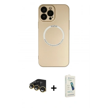 MARSİLYAN™- iPhone 14 Pro Max Kılıf Zirve Klasik Prime - Şeffaf Pasifik Cam Ekran Koruyucu + Raze Metal Kamera Lens - GD
