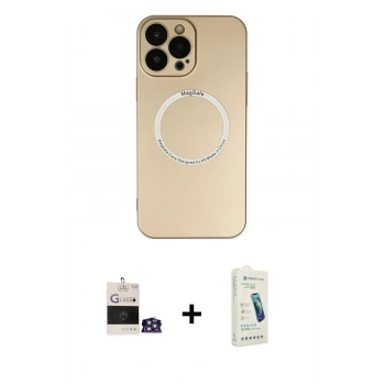 MARSİLYAN™- iPhone 14 Pro Max Kılıf Zirve Klasik Prime - Şeffaf Pasifik Cam Ekran Koruyucu + Bilvis Titan Kamera Lens - GS