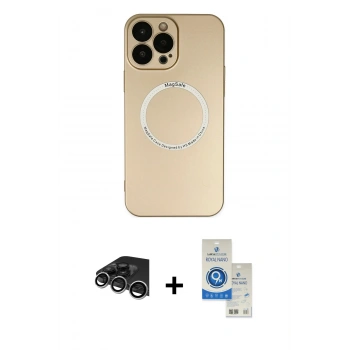 MARSİLYAN™- iPhone 14 Pro Max Kılıf Zirve Klasik Prime - Şeffaf Royal Nano Ekran Koruyucu + Raze Metal Kamera Lens - GS