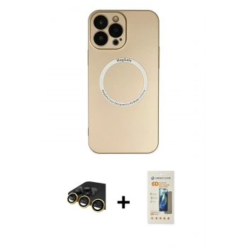 MARSİLYAN™- iPhone 14 Pro Max Kılıf Zirve Klasik Prime - Siyah 6D Mat Seramik Hayalet Nano Ekran Koruyucu + Raze Metal Kamera Lens - GD