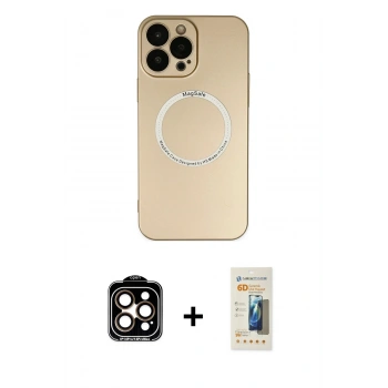 MARSİLYAN™- iPhone 14 Pro Max Kılıf Zirve Klasik Prime - Siyah 6D Mat Seramik Hayalet Nano Ekran Koruyucu + PVD Metal Kamera Lens - TU