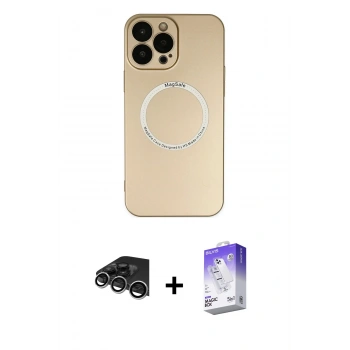 MARSİLYAN™- iPhone 14 Pro Max Kılıf Zirve Klasik Prime - Siyah Bilvis 5in1 3D Magic Cam Ekran Koruyucu + Raze Metal Kamera Lens - GS