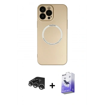 MARSİLYAN™- iPhone 14 Pro Max Kılıf Zirve Klasik Prime - Siyah Bilvis 5in1 5D Magic Hayalet Cam Ekran Koruyucu + Raze Metal Kamera Lens - GS