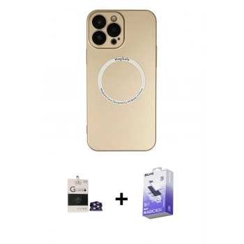 MARSİLYAN™- iPhone 14 Pro Max Kılıf Zirve Klasik Prime - Siyah Bilvis 5in1 5D Magic Hayalet Cam Ekran Koruyucu + Bilvis Titan Kamera Lens - GS