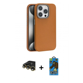 MARSİLYAN™- iPhone 14 Pro Max Kılıf Zirve Modern Prime - Siyah 18D Cam Ekran Koruyucu + Raze Metal Kamera Lens - GD