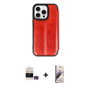 MARSİLYAN™- iPhone 14 Pro Max Kılıf Zirve Yansıma Serisi - Siyah Bilvis 3D Mat Cam Ekran Koruyucu + Bilvis Titan Kamera Lens - GD