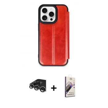 MARSİLYAN™- iPhone 14 Pro Max Kılıf Zirve Yansıma Serisi - Siyah Bilvis 3D Mat Cam Ekran Koruyucu + Raze Metal Kamera Lens - GS