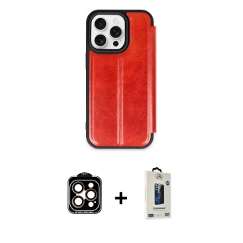 MARSİLYAN™- iPhone 14 Pro Max Kılıf Zirve Yansıma Serisi - Siyah Bilvis Hayalet Cam Ekran Koruyucu + PVD Metal Kamera Lens - TU