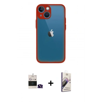 MARSİLYAN™- iPhone 15 Kılıf Ahenk Çizgi Serisi - Siyah Bilvis 3D Mat Cam Ekran Koruyucu + Bilvis Titan Kamera Lens - PE