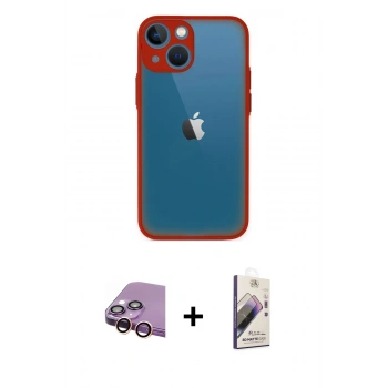MARSİLYAN™- iPhone 15 Kılıf Ahenk Çizgi Serisi - Siyah Bilvis 3D Mat Cam Ekran Koruyucu + Raze Metal Kamera Lens - PE