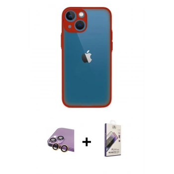 MARSİLYAN™- iPhone 15 Kılıf Ahenk Çizgi Serisi - Siyah Bilvis 3D Mat Cam Ekran Koruyucu + Raze Metal Kamera Lens - SI