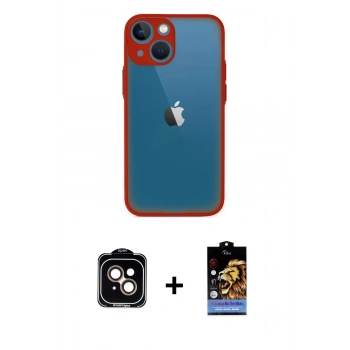 MARSİLYAN™- iPhone 15 Kılıf Ahenk Çizgi Serisi - Siyah Buffer Hayalet Cam Ekran Koruyucu + PVD Metal Kamera Lens - TU