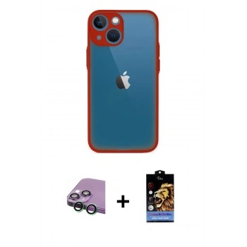 MARSİLYAN™- iPhone 15 Kılıf Ahenk Çizgi Serisi - Siyah Buffer Hayalet Cam Ekran Koruyucu + Raze Metal Kamera Lens - YL