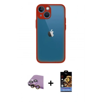 MARSİLYAN™- iPhone 15 Kılıf Ahenk Çizgi Serisi - Siyah Buffer Hayalet Cam Ekran Koruyucu + Raze Metal Kamera Lens - SI