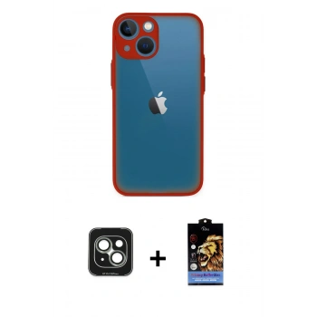 MARSİLYAN™- iPhone 15 Kılıf Ahenk Çizgi Serisi - Siyah Buffer Hayalet Cam Ekran Koruyucu + PVD Metal Kamera Lens - YL
