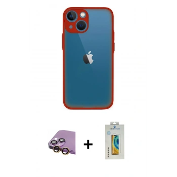 MARSİLYAN™- iPhone 15 Kılıf Ahenk Çizgi Serisi - Siyah Polymer Nano Ekran Koruyucu + Raze Metal Kamera Lens - SI