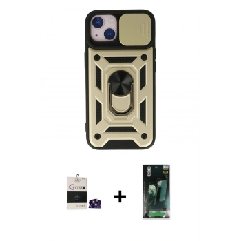 MARSİLYAN™- iPhone 15 Kılıf Ahenk Klasik - Siyah 360 Mat Full Body Arka Koruyucu + Bilvis Titan Kamera Lens - PE