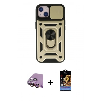 MARSİLYAN™- iPhone 15 Kılıf Ahenk Klasik - Siyah Buffer Hayalet Cam Ekran Koruyucu + Raze Metal Kamera Lens - PE