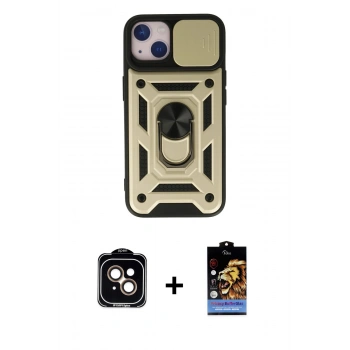 MARSİLYAN™- iPhone 15 Kılıf Ahenk Klasik - Siyah Buffer Hayalet Cam Ekran Koruyucu + PVD Metal Kamera Lens - TU