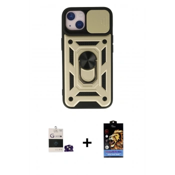 MARSİLYAN™- iPhone 15 Kılıf Ahenk Klasik - Siyah Buffer Hayalet Cam Ekran Koruyucu + Bilvis Titan Kamera Lens - YL