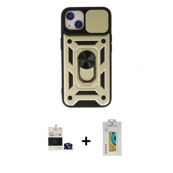MARSİLYAN™- iPhone 15 Kılıf Ahenk Klasik - Siyah Polymer Nano Ekran Koruyucu + Bilvis Titan Kamera Lens - PE