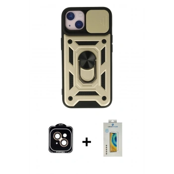 MARSİLYAN™- iPhone 15 Kılıf Ahenk Klasik - Siyah Polymer Nano Ekran Koruyucu + PVD Metal Kamera Lens - TU