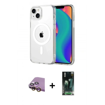 MARSİLYAN™- iPhone 15 Kılıf Ahenk Minimal Serisi - Şeffaf 360 Full Body Arka Koruyucu + Raze Metal Kamera Lens - SI