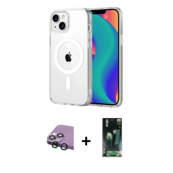 MARSİLYAN™- iPhone 15 Kılıf Ahenk Minimal Serisi - Şeffaf 360 Full Body Arka Koruyucu + Raze Metal Kamera Lens - YL