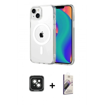MARSİLYAN™- iPhone 15 Kılıf Ahenk Minimal Serisi - Siyah Bilvis 3D Mat Cam Ekran Koruyucu + PVD Metal Kamera Lens - YL