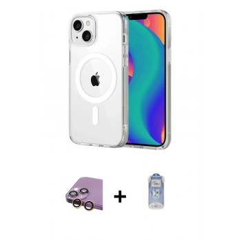 MARSİLYAN™- iPhone 15 Kılıf Ahenk Minimal Serisi - Siyah Joko Magic 5D Cam + Raze Metal Kamera Lens - SI