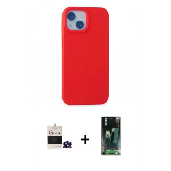 MARSİLYAN™- iPhone 15 Kılıf Ahenk Serisi - Şeffaf 360 Full Body Arka Koruyucu + Bilvis Titan Kamera Lens - PE