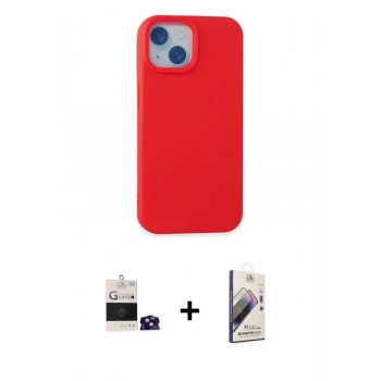 MARSİLYAN™- iPhone 15 Kılıf Ahenk Serisi - Siyah Bilvis 3D Mat Cam Ekran Koruyucu + Bilvis Titan Kamera Lens - YL