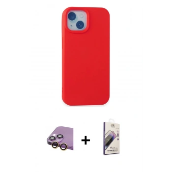 MARSİLYAN™- iPhone 15 Kılıf Ahenk Serisi - Siyah Bilvis 3D Mat Cam Ekran Koruyucu + Raze Metal Kamera Lens - SI