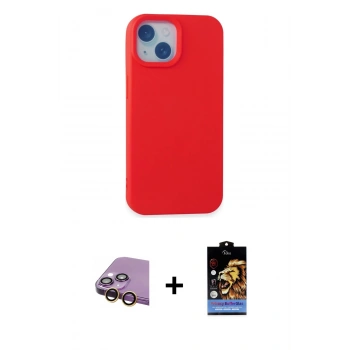 MARSİLYAN™- iPhone 15 Kılıf Ahenk Serisi - Siyah Buffer Hayalet Cam Ekran Koruyucu + Raze Metal Kamera Lens - SI