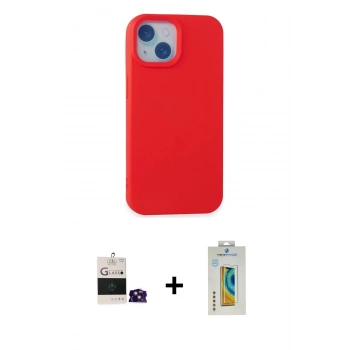 MARSİLYAN™- iPhone 15 Kılıf Ahenk Serisi - Siyah Polymer Nano Ekran Koruyucu + Bilvis Titan Kamera Lens - PE