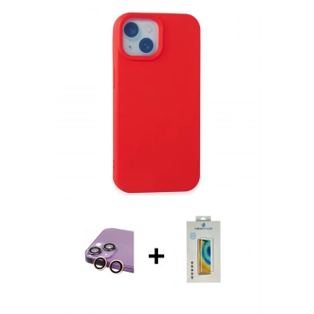 MARSİLYAN™- iPhone 15 Kılıf Ahenk Serisi - Siyah Polymer Nano Ekran Koruyucu + Raze Metal Kamera Lens - PE
