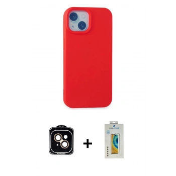 MARSİLYAN™- iPhone 15 Kılıf Ahenk Serisi - Siyah Polymer Nano Ekran Koruyucu + PVD Metal Kamera Lens - TU