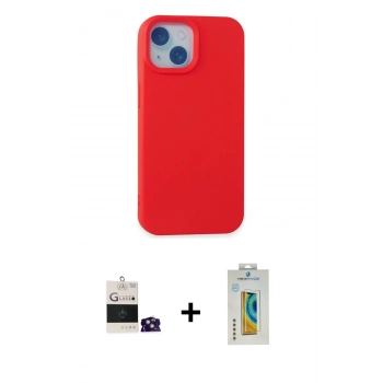 MARSİLYAN™- iPhone 15 Kılıf Ahenk Serisi - Siyah Polymer Nano Ekran Koruyucu + Bilvis Titan Kamera Lens - YL