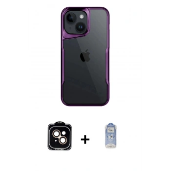 MARSİLYAN™- iPhone 15 Kılıf Akış Çizgi Koleksiyonu - Siyah Joko Magic 5D Cam + PVD Metal Kamera Lens - TU