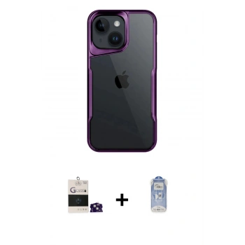 MARSİLYAN™- iPhone 15 Kılıf Akış Çizgi Koleksiyonu - Siyah Joko Magic 5D Cam + Bilvis Titan Kamera Lens - YL