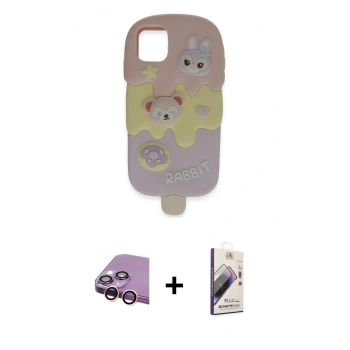 MARSİLYAN™- iPhone 15 Kılıf Akış Yansıma - Siyah Bilvis 3D Mat Cam Ekran Koruyucu + Raze Metal Kamera Lens - PE