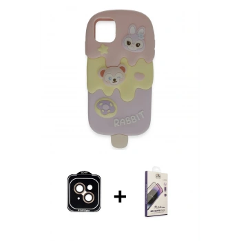 MARSİLYAN™- iPhone 15 Kılıf Akış Yansıma - Siyah Bilvis 3D Mat Cam Ekran Koruyucu + PVD Metal Kamera Lens - TU