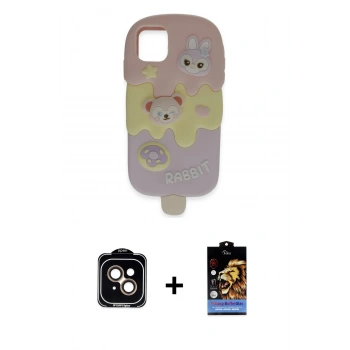 MARSİLYAN™- iPhone 15 Kılıf Akış Yansıma - Siyah Buffer Hayalet Cam Ekran Koruyucu + PVD Metal Kamera Lens - TU